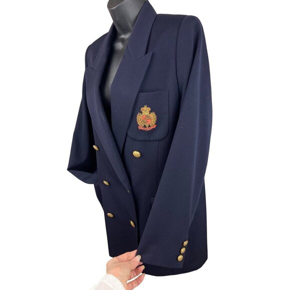Charter club womens jacket vintage size 12 navy blue gold buttons double breaste - Picture 2 of 9